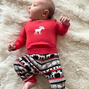 JumpOff Jo, Baby Red Pajamas Set Bodysuit & Pants size 9-12 Months